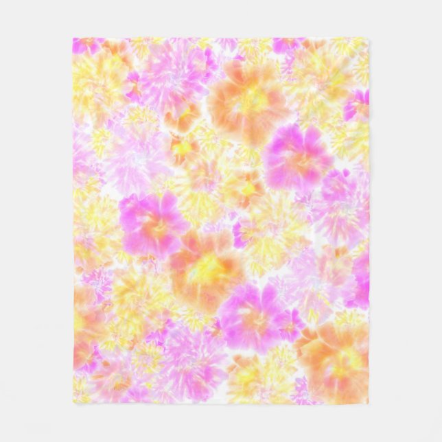 Couverture Polaire Fleurs florales Shibori Motif de teinture fleurie (Devant)