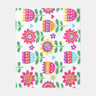 Couverture Polaire Fleurs gaies Vintage Motif coloré