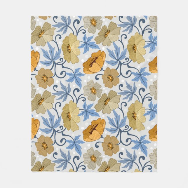 Couverture Polaire Fleurs Jaunes : Conception Textile sans joint (Devant)