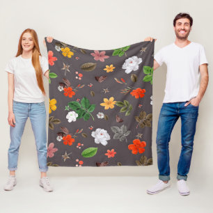 Couverture Polaire Fleurs jaunes et roses blanches 26