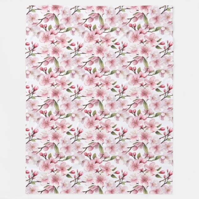 Couverture Polaire Fleurs jolies roses de cerisier en fleurs (Devant)