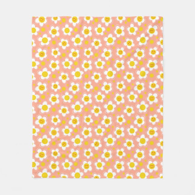 Couverture Polaire Fleurs joyeuses - rose (Devant)
