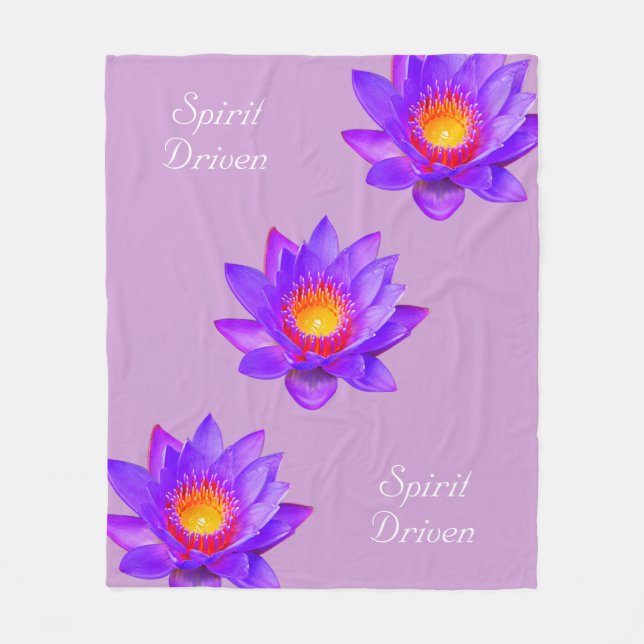Couverture Polaire Fleurs Lotus pilotées par l'Esprit sur Violet (Devant)