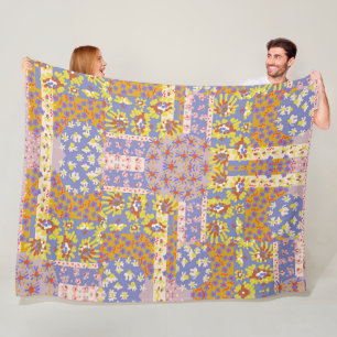 Couverture Polaire Fleurs marguerites modernes en Patchwork sur Périw
