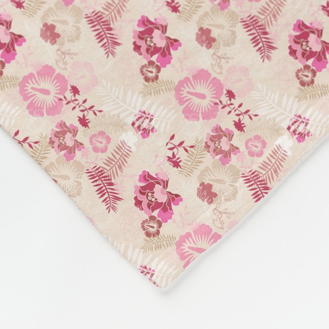 Couverture Polaire Fleurs modernes roses mignonnes motif Haut basket (Coin)