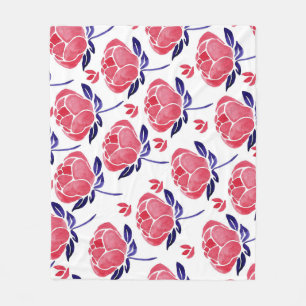 Couverture Polaire Fleurs printanières, aquarelle motif sans couture.
