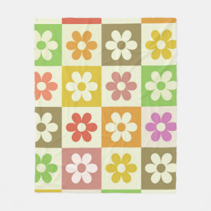 Couverture Polaire Fleurs rétro colorées sur Motif de tableau de bord
