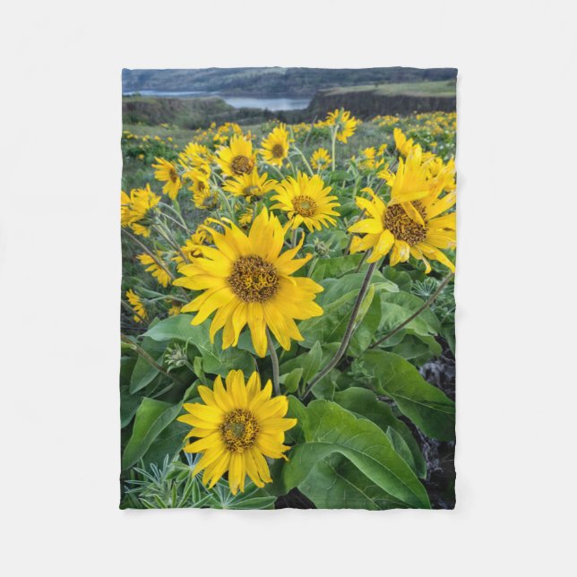 Couverture Polaire Fleurs | Rivière Balsomroot Columbia, Oregon (Devant)
