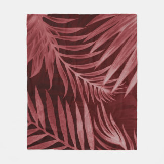 Couverture Polaire Fleurs roses Abstraites, cadre floral noir.
