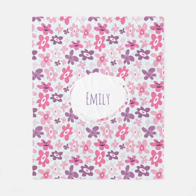 Couverture Polaire Fleurs roses mignonnes Motif Whimsical Personnalis (Devant)