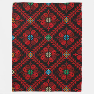 Couverture Polaire Fleurs rouges Palestine Broderie tatreez Motif