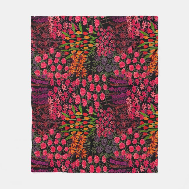 Couverture Polaire Fleurs sauvages artistiques : Motif floral tiré à  (Devant)