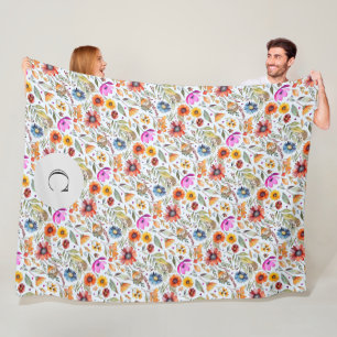 Couverture Polaire Fleurs sauvages de printemps customisés et hérisso