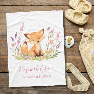Couverture Polaire Fleurs sauvages de renard de bébé personnalisées R
