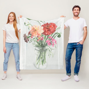 Couverture Polaire Fleurs sauvages d'été - roses et rouges
