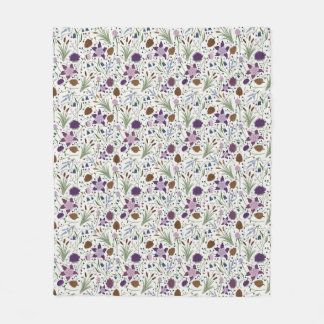 Couverture Polaire Fleurs sauvages du Colorado, Columbine, Pinecones