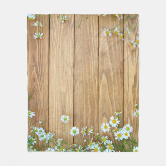Couverture Polaire Fleurs sauvages, herbes : arrière - plan en bois.