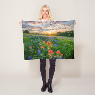 Couverture Polaire Fleurs   Texas Bluebonnets & Indian Paintbrush