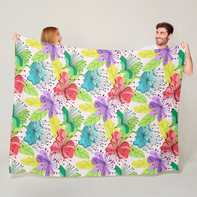 Couverture Polaire Fleurs tropicales sans couture motif (En situation)