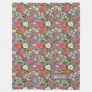Couverture Polaire Fleurs Violettes Blanches Et Roses