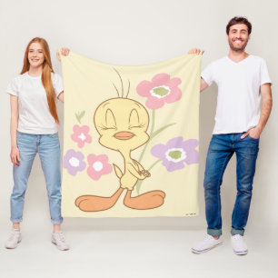 Couverture Polaire Fleurs violettes rose Tweety