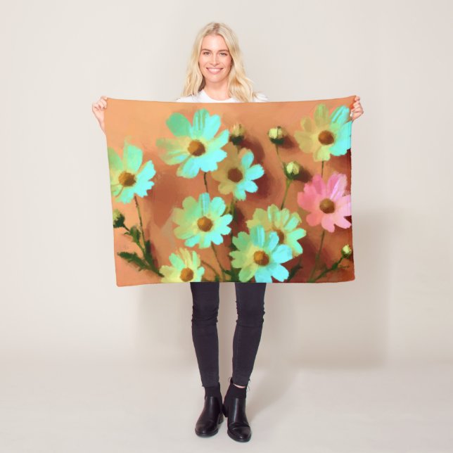 Couverture Polaire Fleurs Zinnia Elegans (En situation)