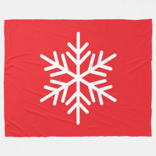 Couverture Polaire Flocon de neige alpin blanc festif gras sur fond r