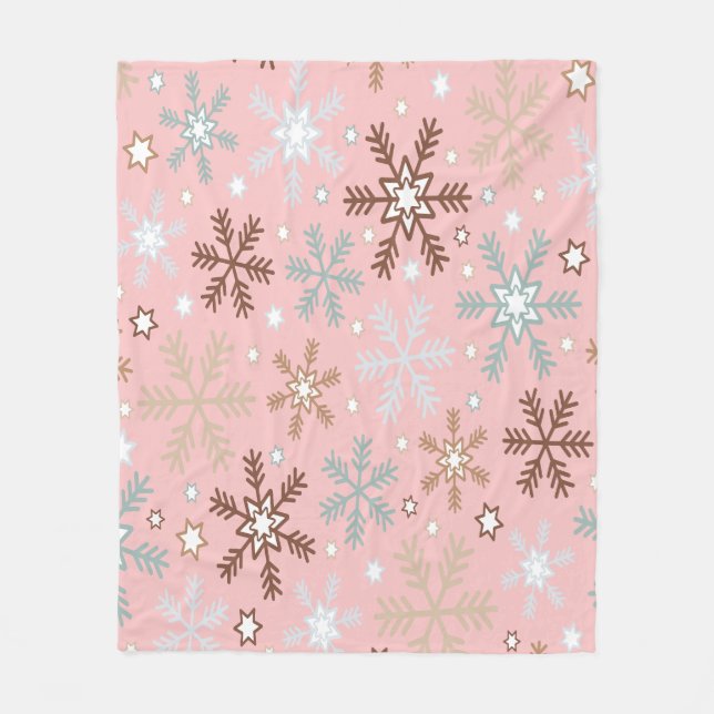 Couverture Polaire Flocon Rose  (Devant)