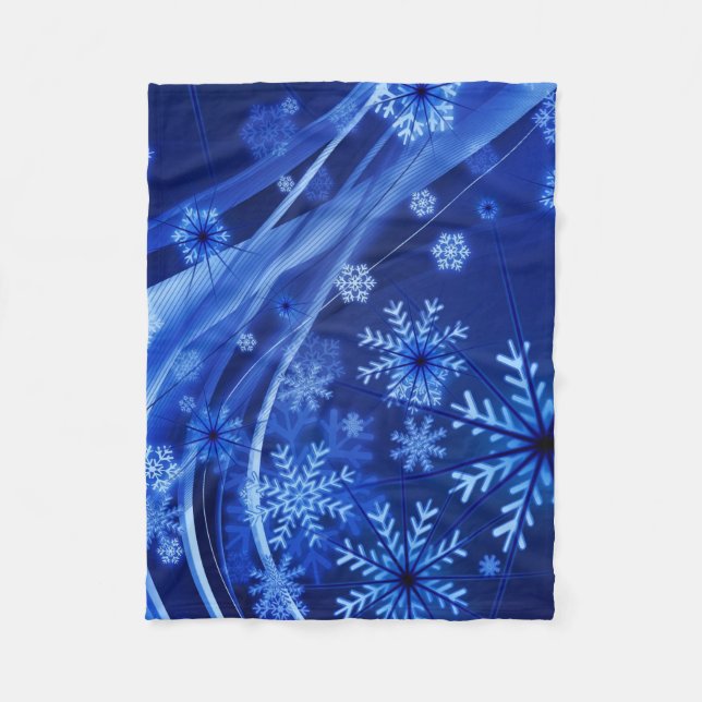 Couverture Polaire Flocons de neige bleus frais (Devant)