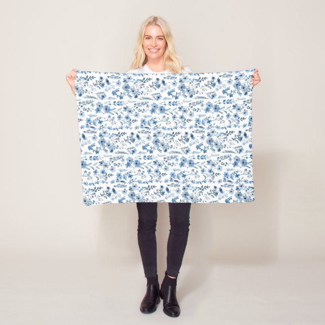 Couverture Polaire Floral bleu français (En situation)