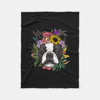Couverture Polaire Floral Boston Terrier Chien Spring Amoureux de les