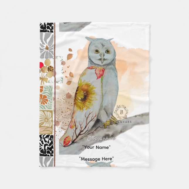 Couverture Polaire FLoral Cloak Owl Fleece Blanket bébé (Devant)