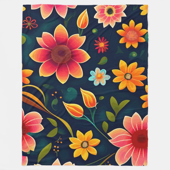 Couverture Polaire Floral coloré (Devant)