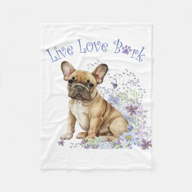 Couverture Polaire Floral de Bulldog français (Devant)