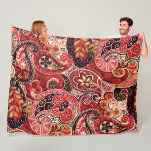 Couverture Polaire Floral de marguerite rouge, rose et noire Vintage