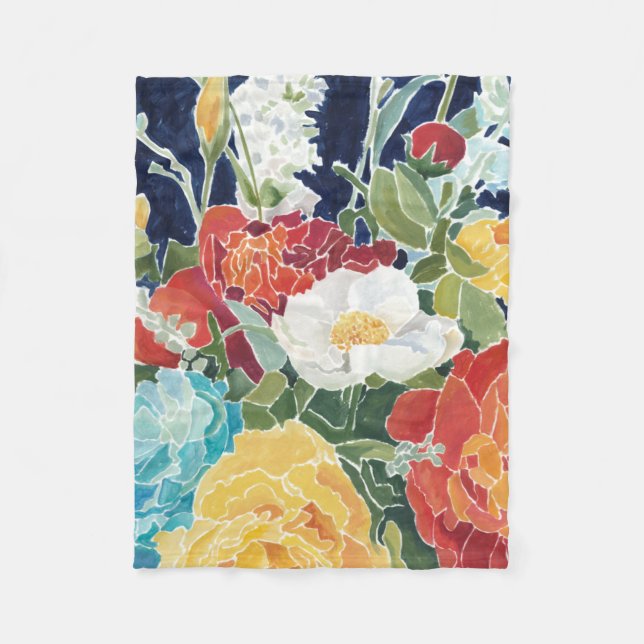 Couverture Polaire Floral de minuit I (Devant)