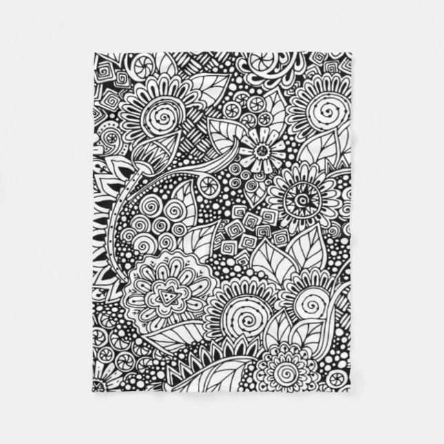 Couverture Polaire Floral ethnique inspiré (Devant)