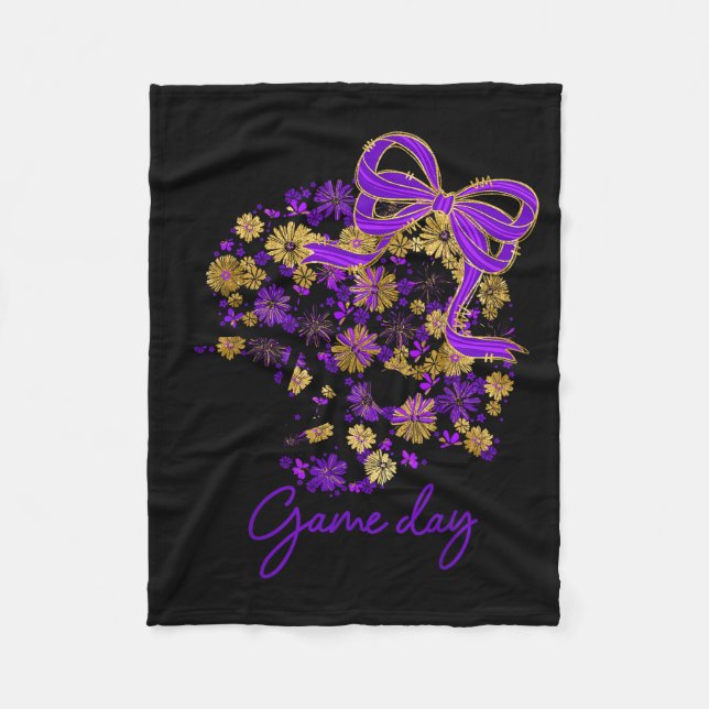 Couverture Polaire Floral Football Game Day Girly Team Srit Purple Bl (Devant)