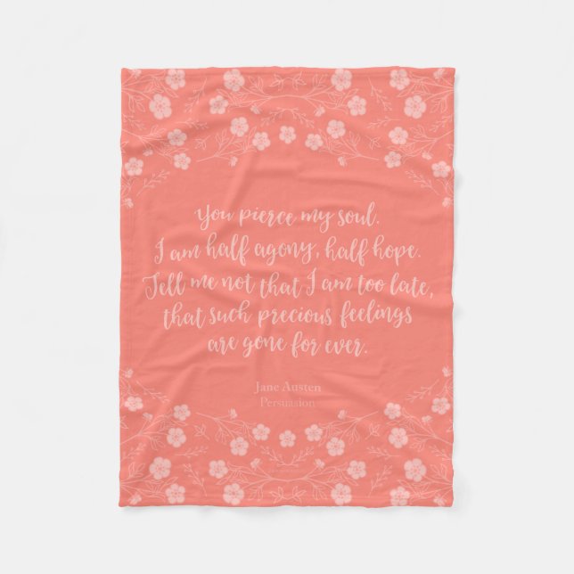 Couverture Polaire Floral Jane Austen Persuasion Lettre d'amour Citat (Devant)
