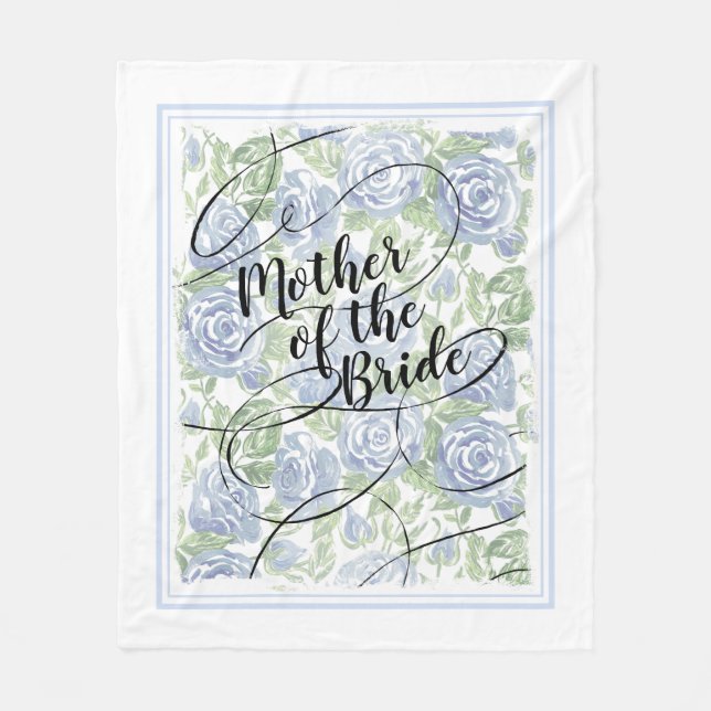 Couverture Polaire Floral Mère de la mariée Rose bleu à script modern (Devant)