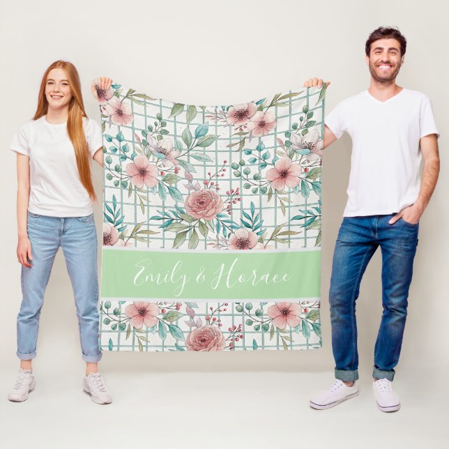 Couverture Polaire Floral personnalisé (En situation)
