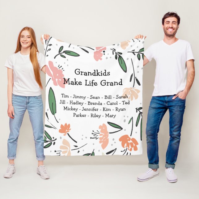 Couverture Polaire Floral petits-enfants font la vie grand (En situation)