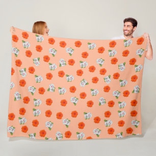 Couverture Polaire Floral Romance (arrière - plan de pêche)