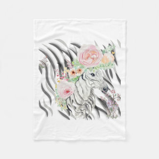 Couverture Polaire Floral Zebra Crown print Fleece Baby Blanket