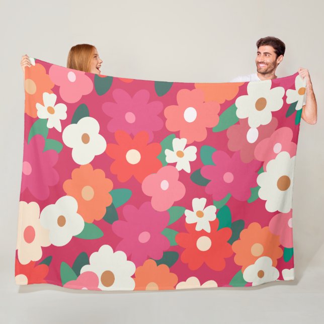 Couverture Polaire Florales Retro Colorées (En situation)