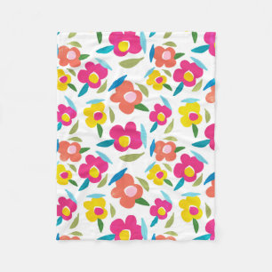 Couverture Polaire Flore brillante sur blanc