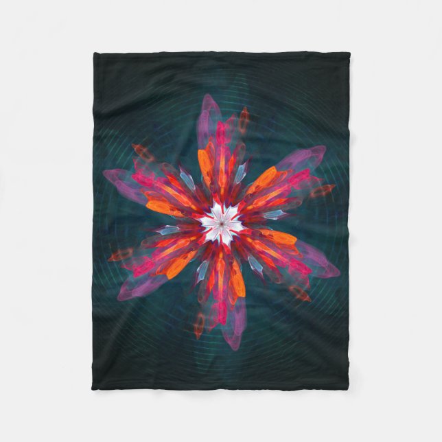Couverture Polaire Flore Mandala Flowers Orange Red Blue Abstract (Devant)
