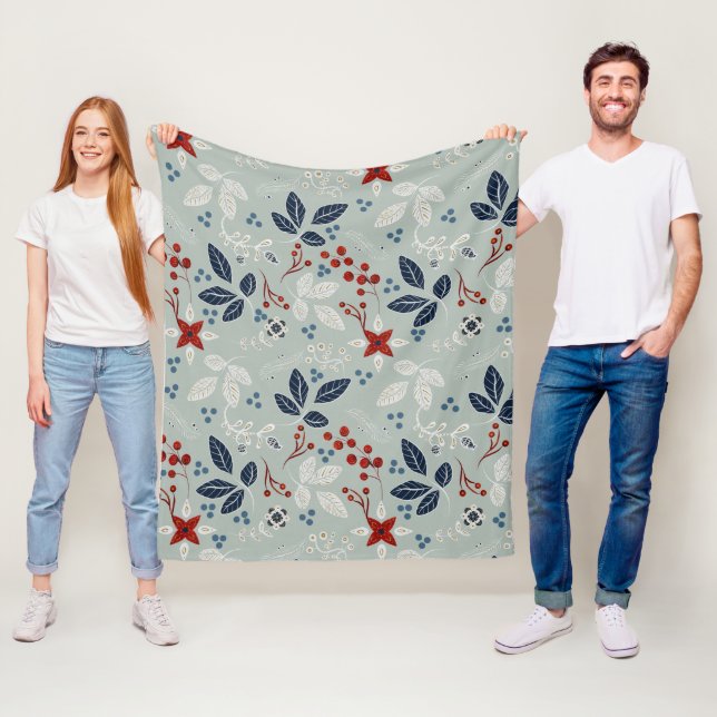 Couverture Polaire Flore scandinave Folal Art Motif sans couture (En situation)