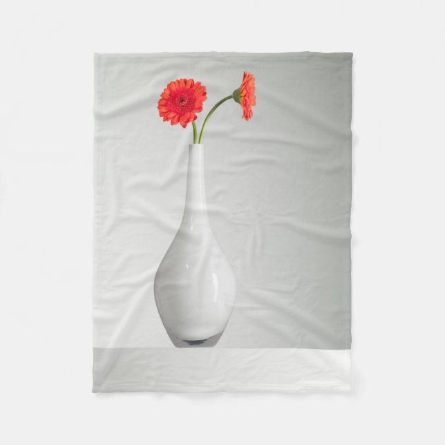 Couverture Polaire Flowers | Orange Gerbera in Vase (Devant)