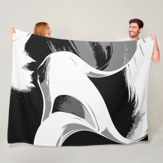 Couverture Polaire Flowing Curves in Black, White, and Gray